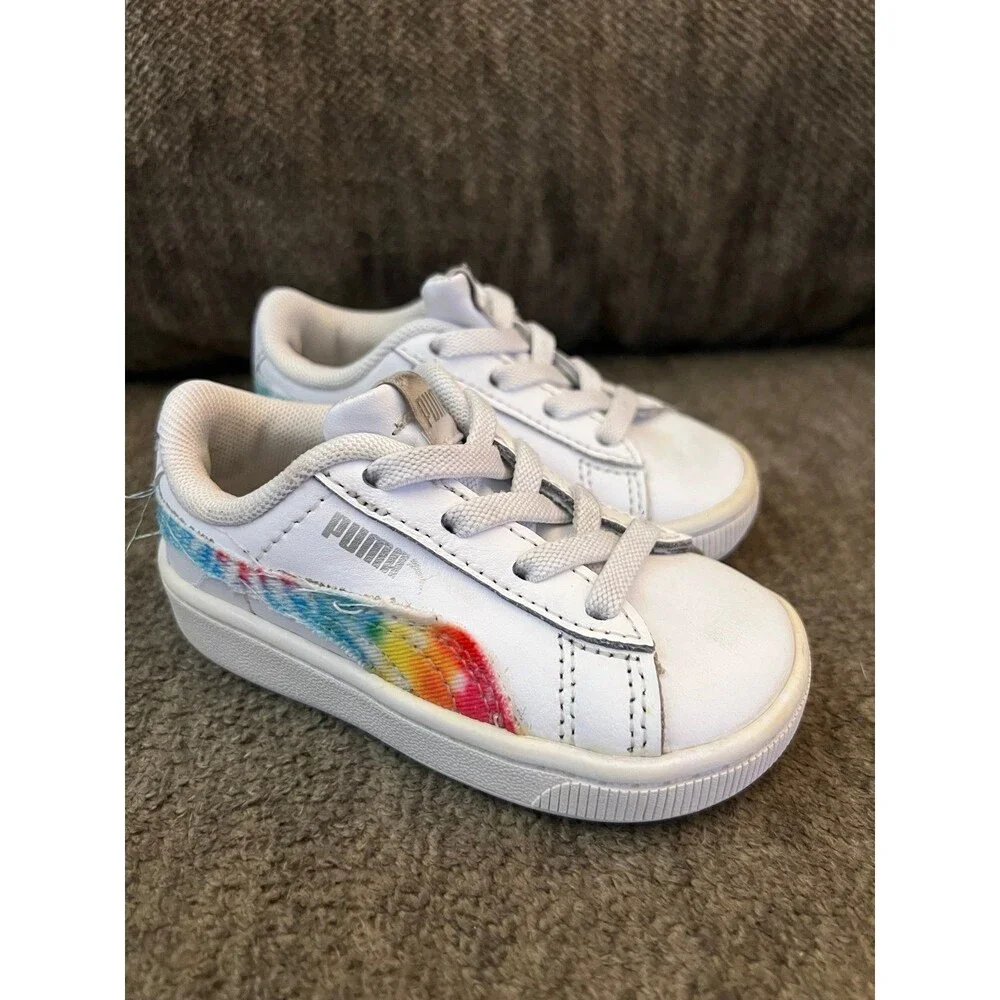 Toddler Shoes Lot Size 5C Converse White Tie Dye Puma Rainbow 3 Pairs GUC